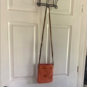 Guess Orange and Brown Leather Crossbody Bag